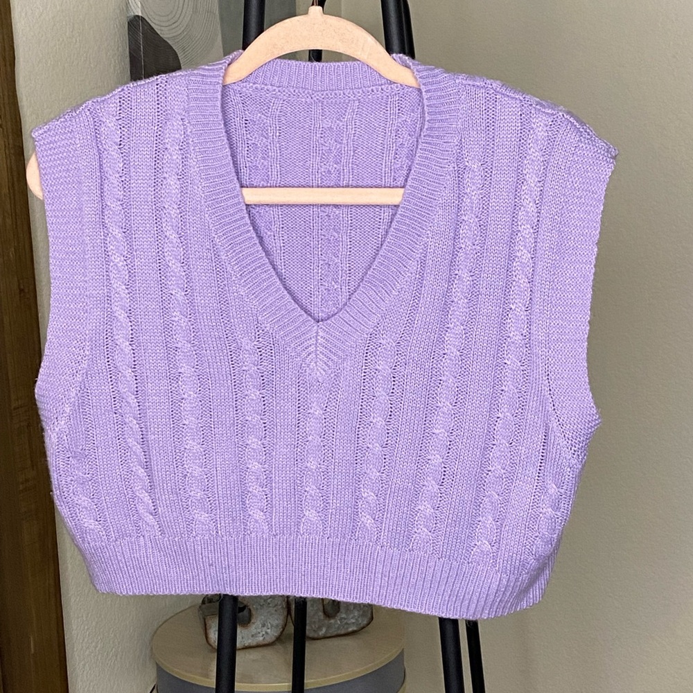 Shein purple oversized cropped sweater vest